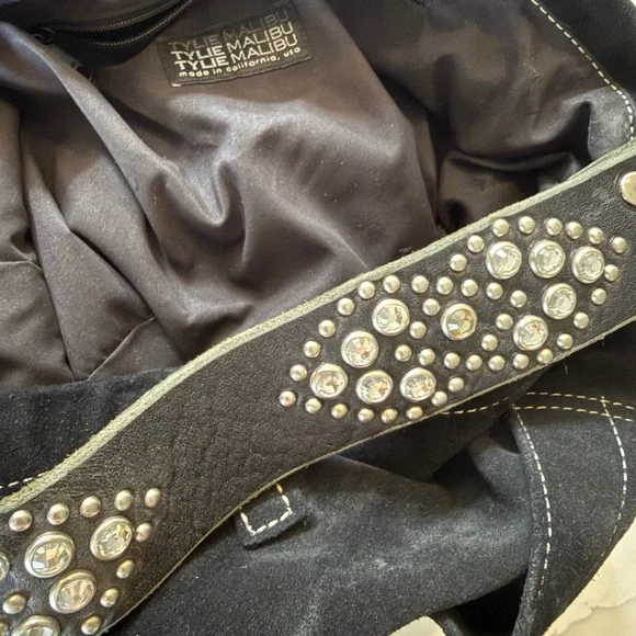 Tyli Malibu Black Suede Studded Women's Bag - Picture 5 of 5